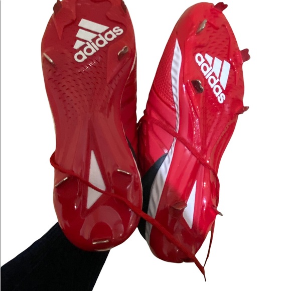 Addias Baseball Metal Cleats Mens Shoes Red and White with Black Trim US 12 1/2 - Picture 11 of 12
